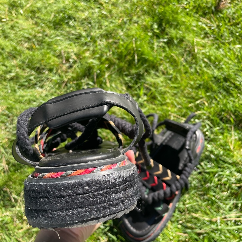 Farm Rio Black Rope Tie Flatform Sandal - Picture 13 of 13